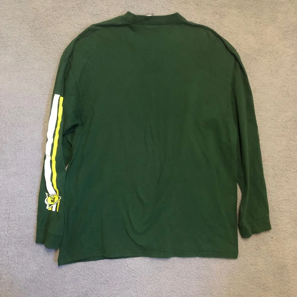 Vtg Nike Oregon Ducks Center Swoosh Check Football Long Sleeve‎ Green XL NCAA